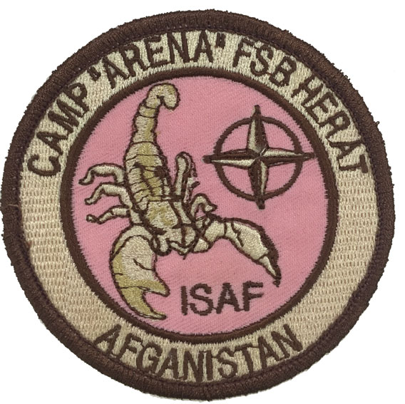 Escudo bordado Afganistan ISAF \" Camp Arena FSB-HERAT  árido